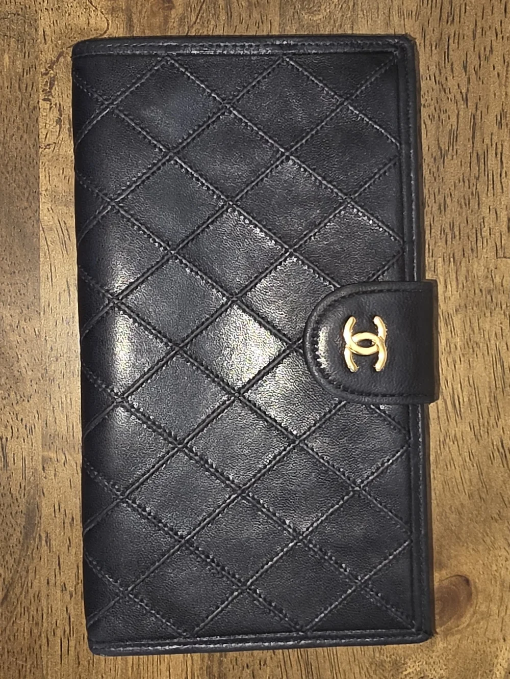 Chanel Quilted Lambskin Leather Wallet with Gold CC Snap